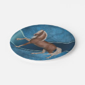 Assiettes En Carton Cheval Western Party sur Arrière - plan bleu (Angle)