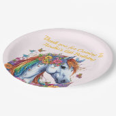 Assiettes En Carton Cheval Whimsical Rainbow Floral Equestriday (Angle)