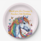 Assiettes En Carton Cheval Whimsical Rainbow Floral Equestriday (Devant)