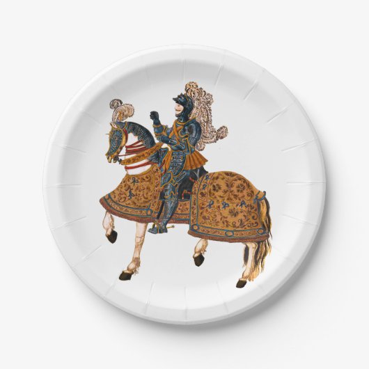 Assiettes En Carton Chevalier médiéval en armure à cheval (Devant)