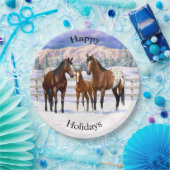 Assiettes En Carton Chevaux Appaloosa De Baie Brown En Neige (Fête)