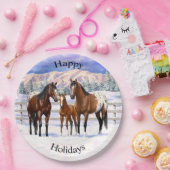 Assiettes En Carton Chevaux Appaloosa De Baie Brown En Neige (Fête)