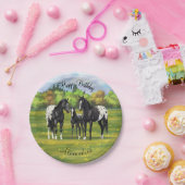 Assiettes En Carton Chevaux Appaloosa Noir Dans Les Pâturages D'Été (Fête)