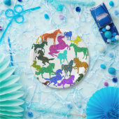 Assiettes En Carton Chevaux arc-en-ciel - "Dotty about Horses!" (Fête)