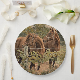 Assiettes En Carton Chevaux côte à côte - Plaques en papier