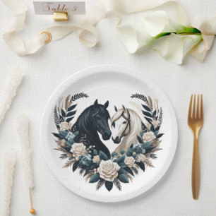 Assiettes En Carton Chevaux de mariage campagnard en amour