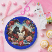 Assiettes En Carton Chevaux en bleu coeur (Fête)