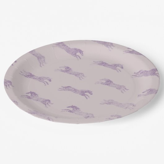 Assiettes En Carton Chevaux équestres classiques violets (Angle)