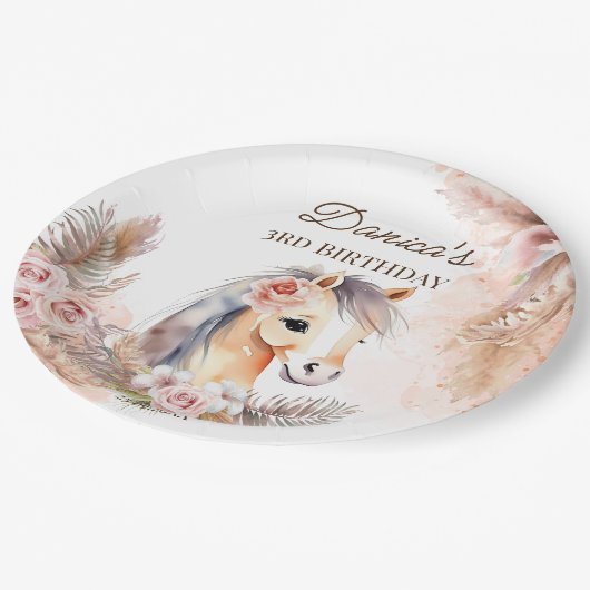 Assiettes En Carton Chevaux poney thème fête d'anniversaire vaisselle (Angle)