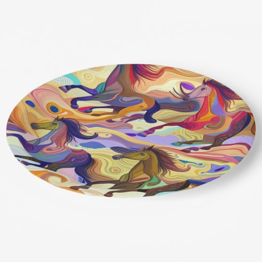 Assiettes En Carton Chevaux sauvages (Angle)