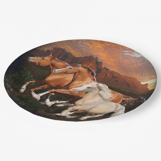 Assiettes En Carton Chevaux sauvages (Angle)