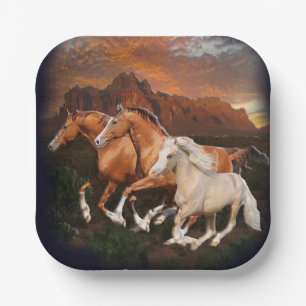 Assiettes En Carton Chevaux sauvages d'Arizona