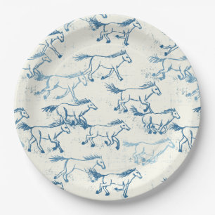 Assiettes En Carton Chevaux sauvages Plaques en papier Indigo