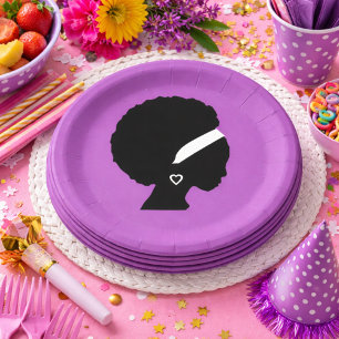 Assiettes En Carton Cheveux Afro violet