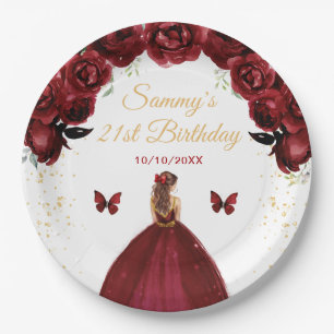 Assiettes En Carton Cheveux Brown foncés Princesse Anniversaire