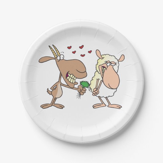 Assiettes En Carton Chèvre Et Mouton En Amour (Devant)