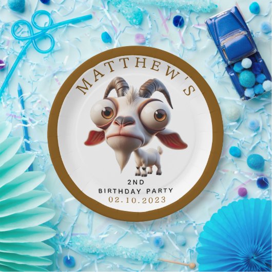 Assiettes En Carton Chèvre mignonne Animaux de ferme 2e fête d'anniver (Fête)