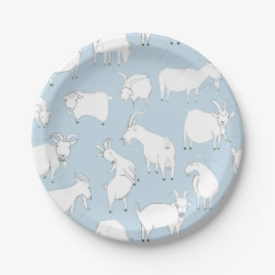 Assiettes En Carton Chèvres jouant - bleus layette