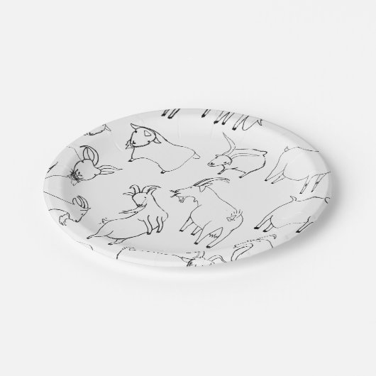 Assiettes En Carton Chèvres jouant - transparent (Angle)