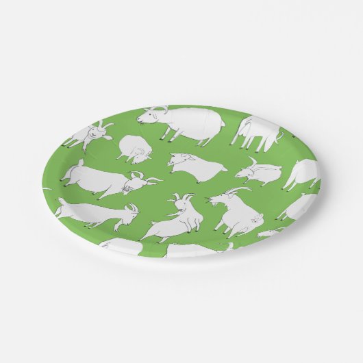 Assiettes En Carton Chèvres jouant - vert (Angle)