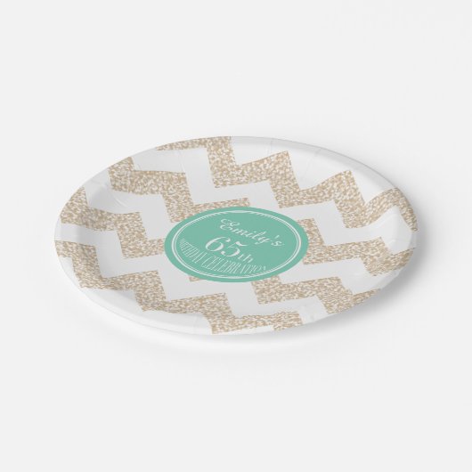 Assiettes En Carton Chevron 65e Anniversaire Plaque papier Choisir la  (Angle)