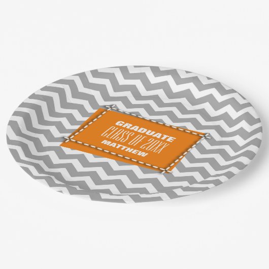 Assiettes En Carton Chevron Motif Graduation Party (Angle)