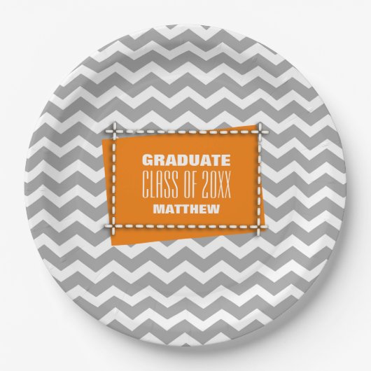 Assiettes En Carton Chevron Motif Graduation Party (Devant)