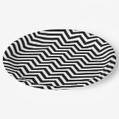 Assiettes En Carton chevron noir et blanc (Angle)