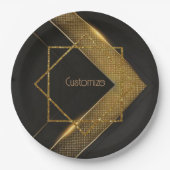 Assiettes En Carton Chevron Noir Et Or (Devant)