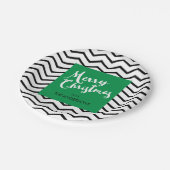 Assiettes En Carton Chevron vert et noir, Joyeux Noël personnalisé (Angle)