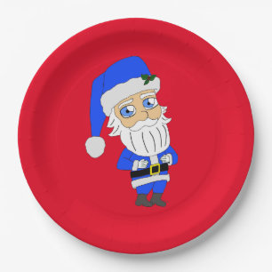 Assiettes En Carton Chibi Blue Suit Père Noël