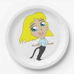 Assiettes En Carton chibi fille avec une queue