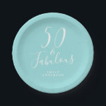 Assiettes En Carton Chic 50 Fabuleux bleu 50e anniversaire<br><div class="desc">Célébrez 50 ans de style avec ce design moderne bleu 50e anniversaire, une plaque de papier chic 50e anniversaire que vous pouvez simplement personnaliser pour votre fête du cinquantième anniversaire. Les mots cinquante et fabuleux sont mis en utilisant la calligraphie de script élégante et la typographie moderne. Si vous avez...</div>
