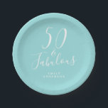 Assiettes En Carton Chic 50 Fabuleux bleu 50e anniversaire<br><div class="desc">Célébrez 50 ans de style avec ce design moderne bleu 50e anniversaire, une plaque de papier chic 50e anniversaire que vous pouvez simplement personnaliser pour votre fête du cinquantième anniversaire. Les mots cinquante et fabuleux sont mis en utilisant la calligraphie de script élégante et la typographie moderne. Si vous avez...</div>