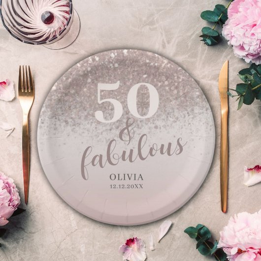 Assiettes En Carton Chic 50 & Fabulous Parties scintillant Rose Gold A