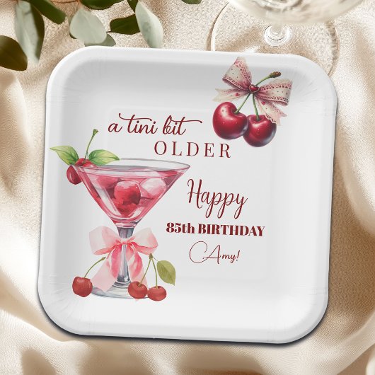 Assiettes En Carton Chic A Tini Bit Older Cherry Martini 85th Birthday