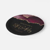 Assiettes En Carton Chic Agate Geode Bourgogne Gold 18ème anniversaire (Angle)