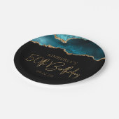 Assiettes En Carton Chic Agate Geode Gold Turquoise 50e fête d'anniver (Angle)