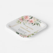 Assiettes En Carton Chic aquarelle fleurs rousses eucalyptus or (Angulaire)