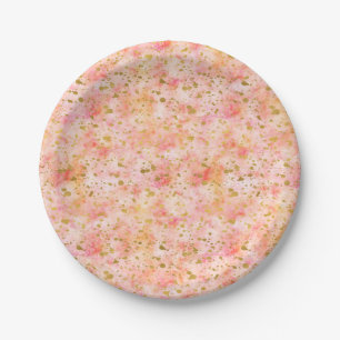 Assiettes En Carton Chic Aquarelle Rose Gold Confetti