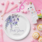 Assiettes En Carton Chic Aquarelle violet Fête des mariées de script (Fête)