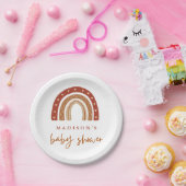 Assiettes En Carton Chic Baby shower Arc-en-ciel en terre cuite Boho (Fête)