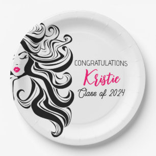 Assiettes En Carton Chic Black Hair Styliste Graduation Party Retro