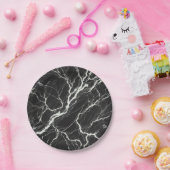 Assiettes En Carton Chic Black & Marbre blanc Look Glamor (Fête)