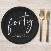 Assiettes En Carton Chic Black White 40e fête d'anniversaire