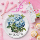 Assiettes En Carton Chic Blue Hydrangea Floral Mariage (Fête)