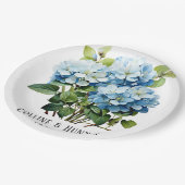 Assiettes En Carton Chic Blue Hydrangea Floral Mariage (Angle)