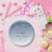 Assiettes En Carton Chic Blue Parties scintillant Drip Sweet 16 Annive (Fête)