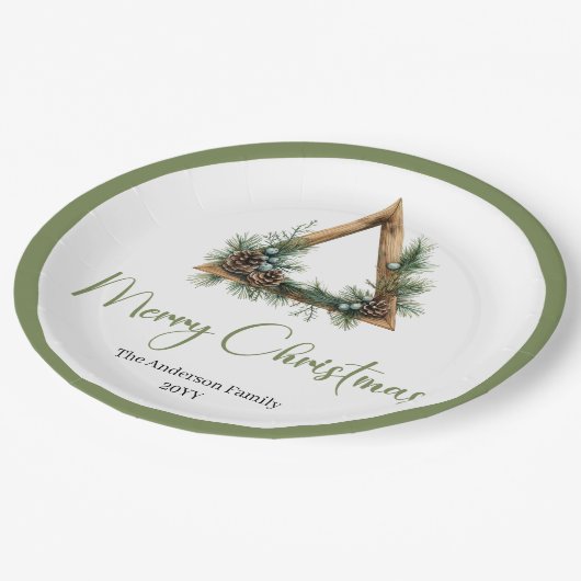 Assiettes En Carton Chic Bohemian Rustic Christmas Tree Scene Plates (Angle)