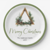 Assiettes En Carton Chic Bohemian Rustic Christmas Tree Scene Plates (Devant)